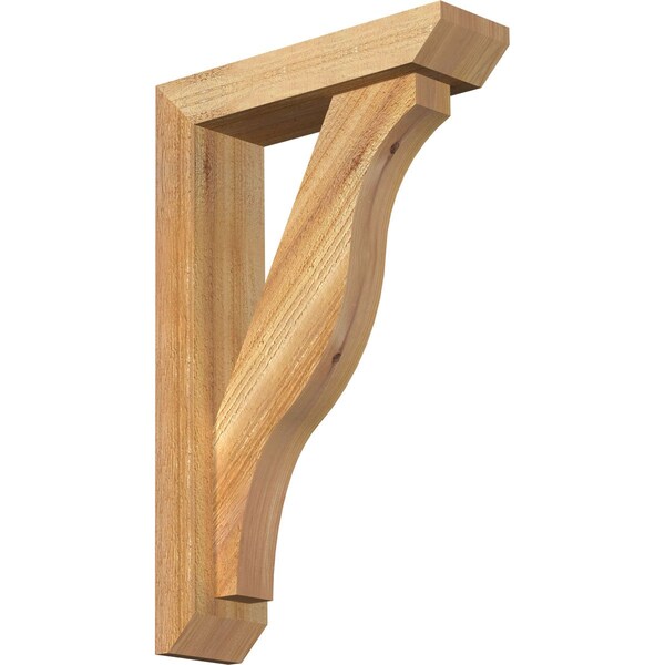 Ekena Millwork Funston Slat Rough Sawn Bracket w/ Offset Brace, Western Red Cedar, 4"W x 14"D x 22"H BKT0402X14X22FST06RWR - main